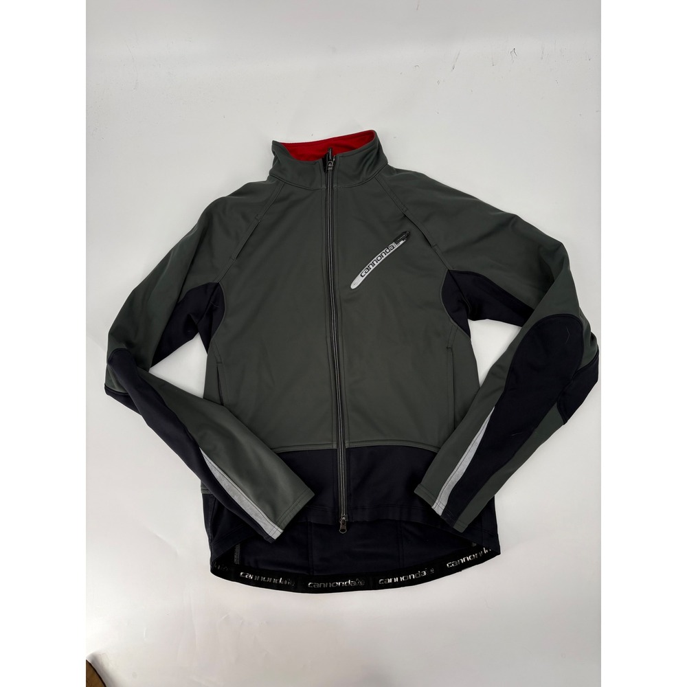 Cannondale Mens Cycling Jacket Full Zip Softshell Green Black Reflective Size M